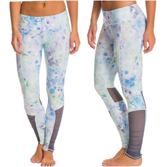 Alo Yoga Alo Runway Yoga Leggings Floral Glo/Ombre Blue Mesh S Small - Picture 1 of 9